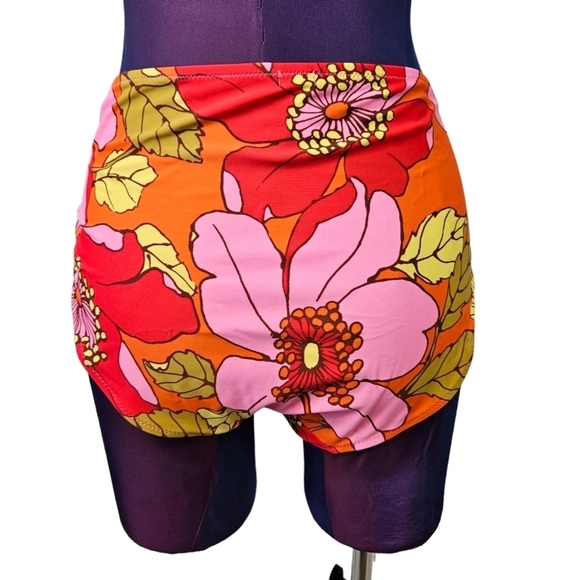 NWOT Aerie High Leg Cheeky Bikini Bottoms Retro Floral Print Size XXL Women's - Picture 3 of 7